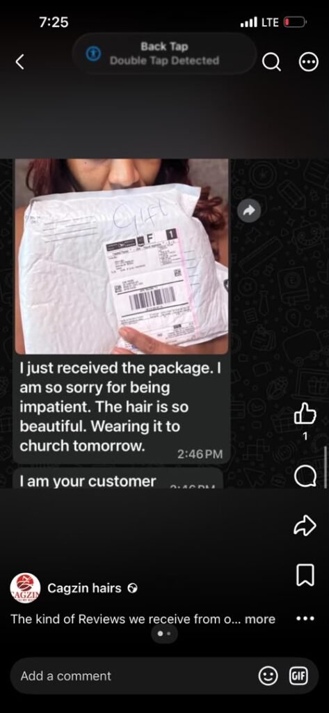 Customer review screenshot — The Cagzin Experience